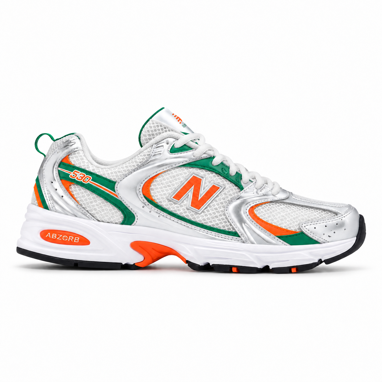 New Balance 530 White Nightwatch Green Orange
