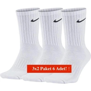 Nike 6 lı Beyaz Çorap 3x2