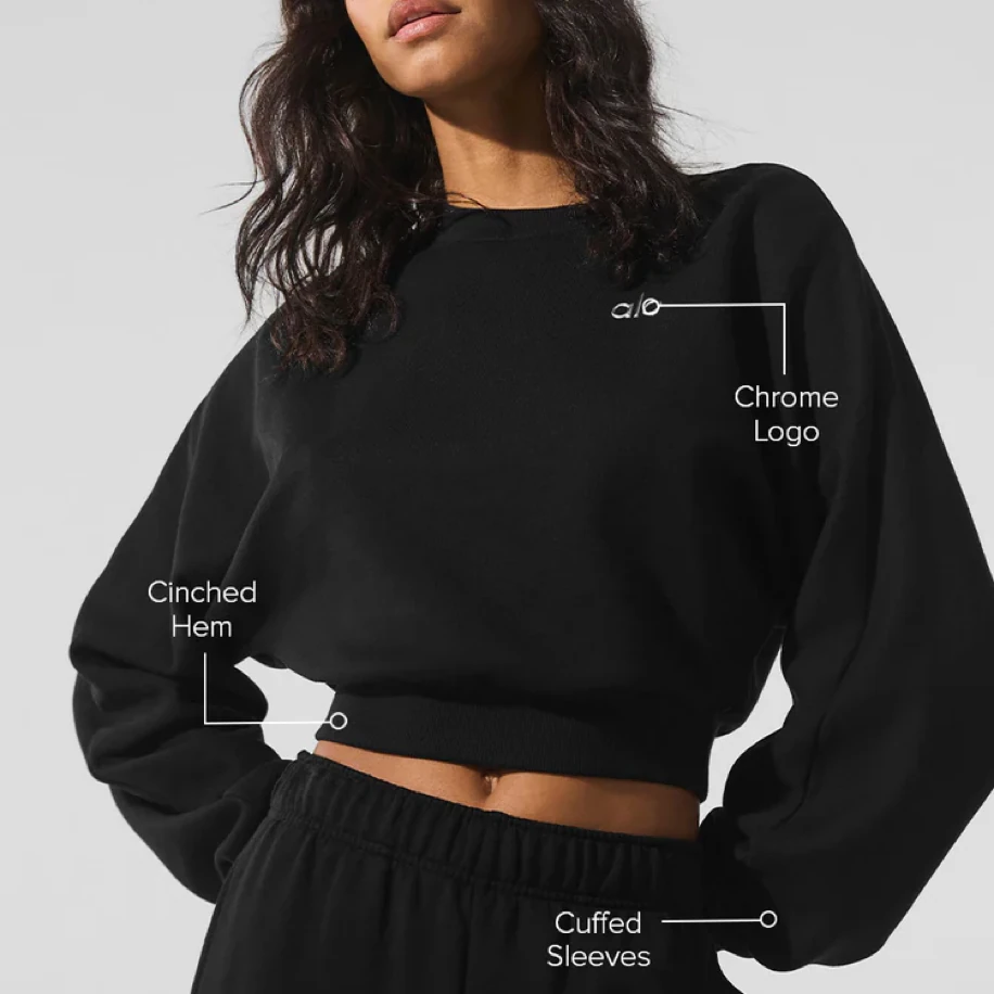 Alo Yoga Cropped Black Sweatshirt görsel 2
