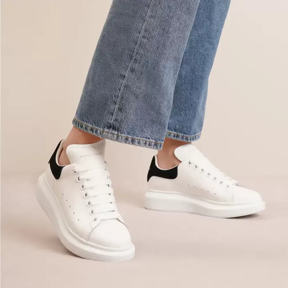 Alexander McQueen Classic Beyaz Deri - Siyah Süet